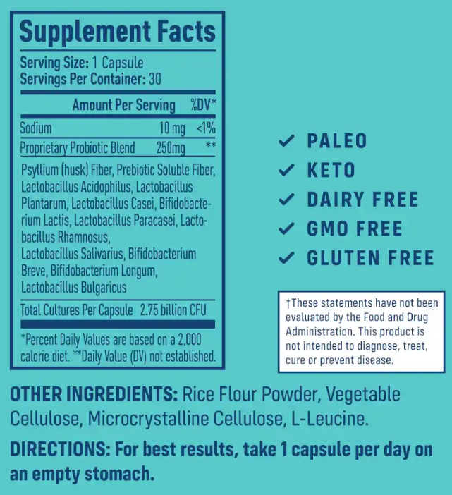 Nativepath Probiotic Supplement Fact