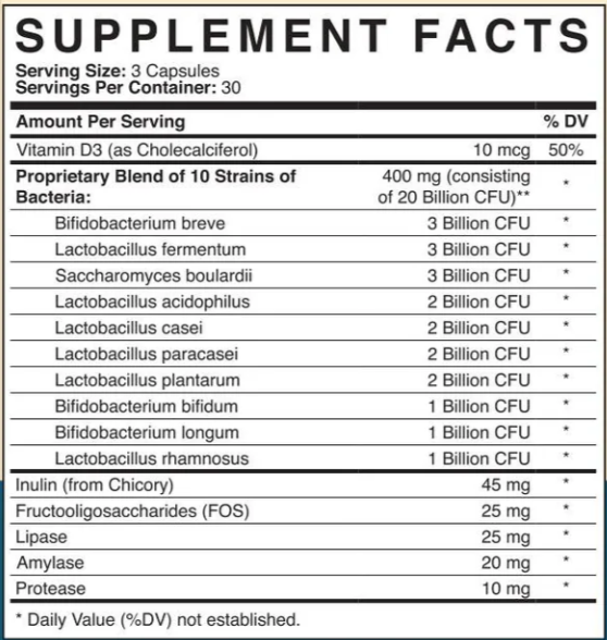 Yourbiology Gut+ Supplement Fact